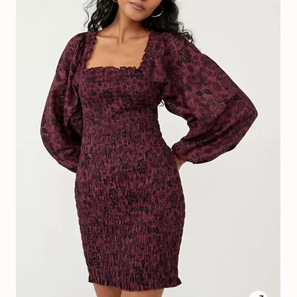 Free People Smock it to me long sleeve mini dress - Picture 3 of 6